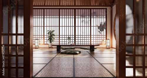 Living room japan tropical minimalist design.3D rendering