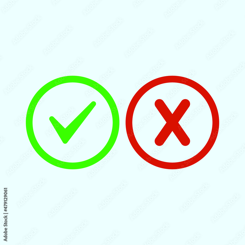 Check mark green and red line icons. Vector illustration. eps - Vector Check mark green and red line icons. Vector illustration. eps - Vector