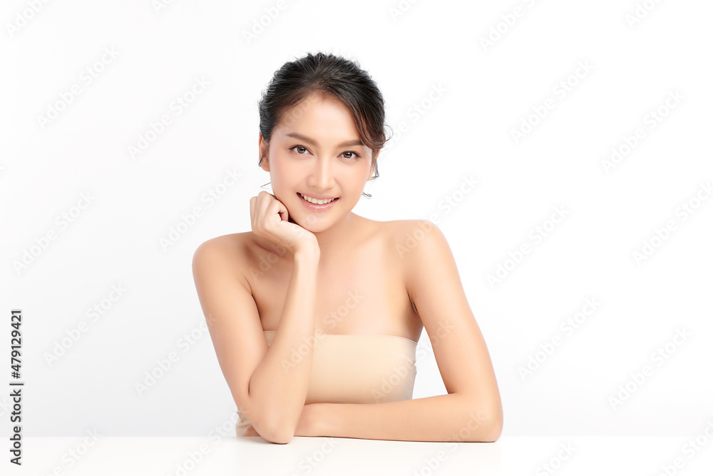 Beautiful young asian woman with clean fresh skin on white background, Face care, Facial treatment, Cosmetology, beauty and spa, Asian women portrait. Beautiful young asian woman with clean fresh skin on white background, Face care, Facial treatment, Cosmetology, beauty and spa, Asian women portrait.
