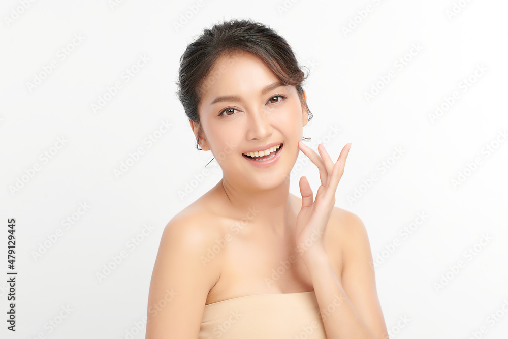 Beautiful young asian woman with clean fresh skin on white background, Face care, Facial treatment, Cosmetology, beauty and spa, Asian women portrait. Beautiful young asian woman with clean fresh skin on white background, Face care, Facial treatment, Cosmetology, beauty and spa, Asian women portrait.