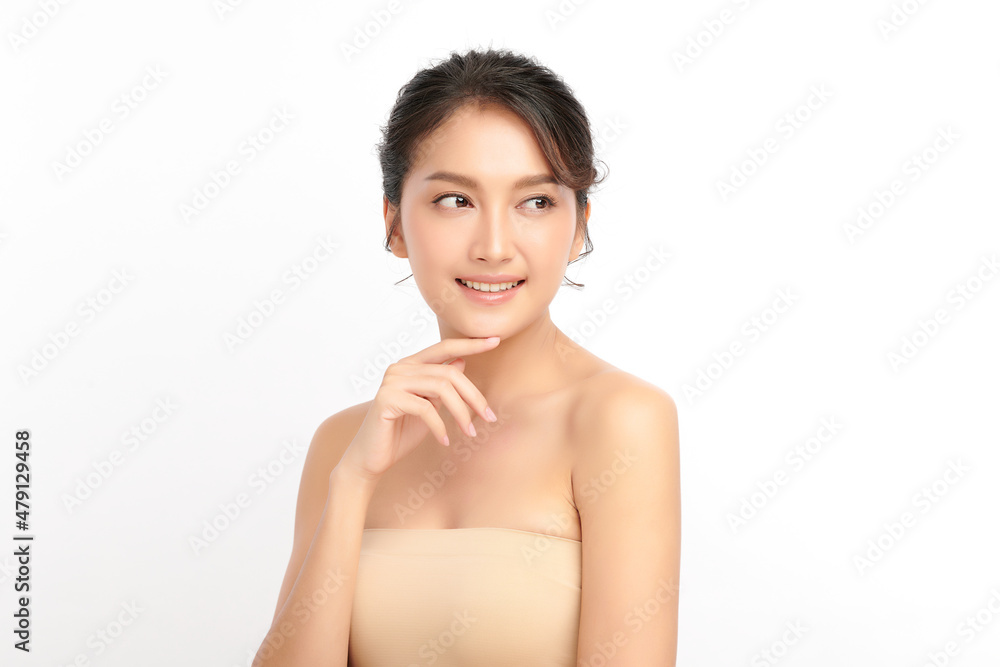 Beautiful young asian woman with clean fresh skin on white background, Face care, Facial treatment, Cosmetology, beauty and spa, Asian women portrait. Beautiful young asian woman with clean fresh skin on white background, Face care, Facial treatment, Cosmetology, beauty and spa, Asian women portrait.