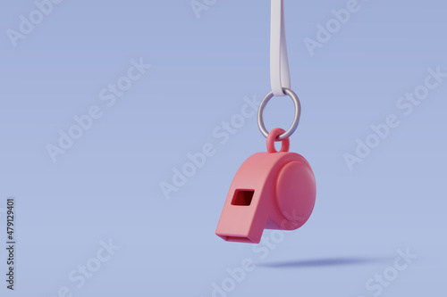 Vector Illustration of Referee Pink Whistle mockup, Realistic 3D style model. Eps 10 Vector.