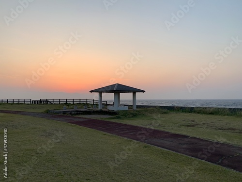 伊豆大島 夕日 富士箱根伊豆国立公園 伊豆諸島 東京