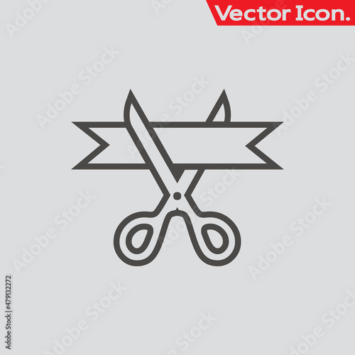 Ceremony ribbon cut icon isolated sign symbol and flat style for app, web and digital design. Vector illustration.