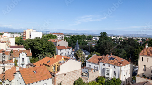 top view of the city Perpignan in Pyrenees-Orientales France