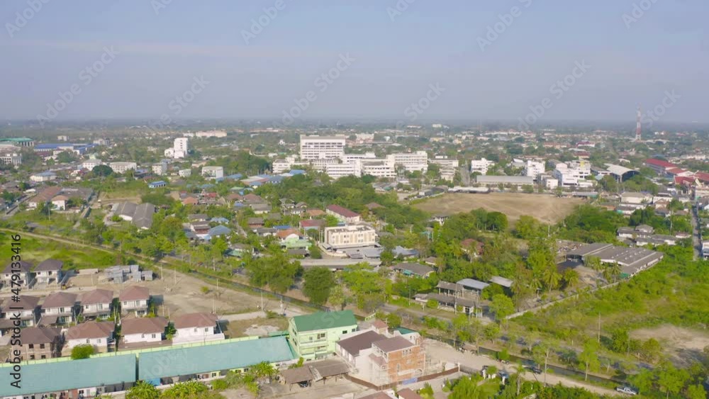 Aerial view of residential buildings, Ratchaburi skyline, Thailand. Urban city in Asia. Architecture landscape background. Aerial view of residential buildings, Ratchaburi skyline, Thailand. Urban city in Asia. Architecture landscape background.