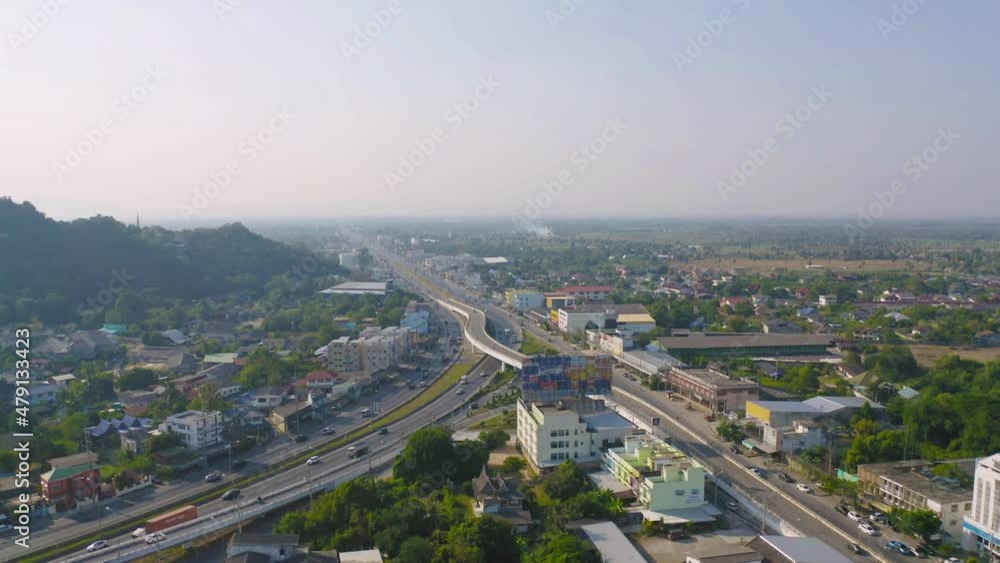 Aerial view of residential buildings, Ratchaburi skyline, Thailand. Urban city in Asia. Architecture landscape background. Aerial view of residential buildings, Ratchaburi skyline, Thailand. Urban city in Asia. Architecture landscape background.