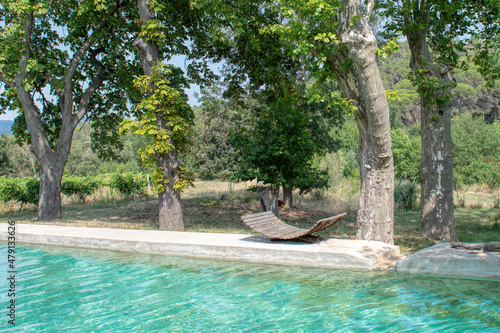 natural swimming pool with blue green water