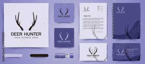 Foto deer antlers logo and business branding template Designs Inspiration Isolated on
