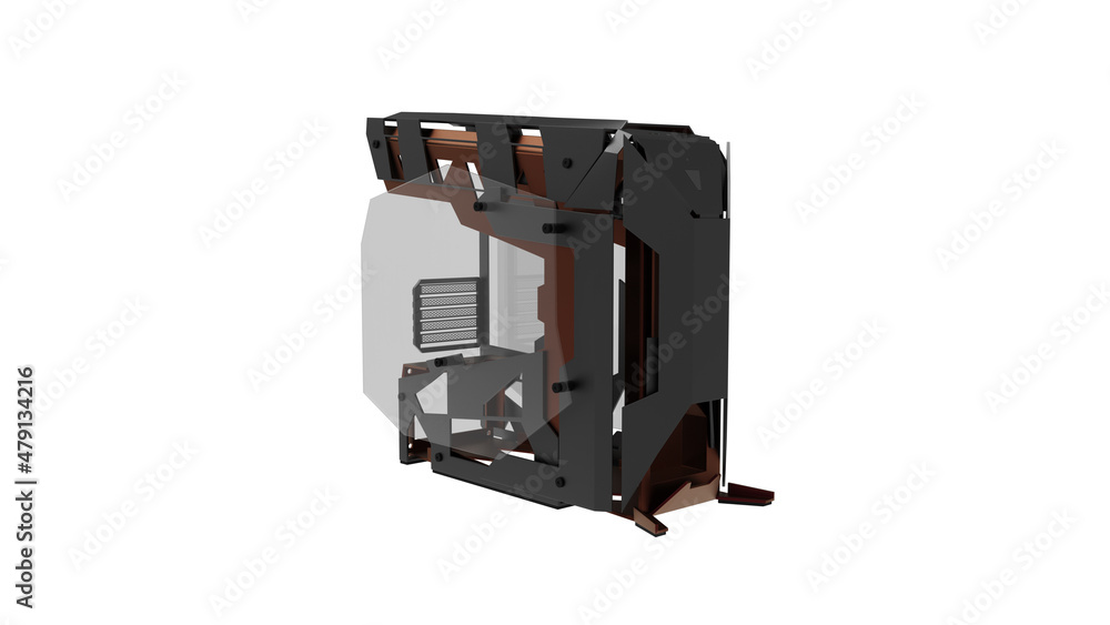 Naklejka premium pc case angle view without shadow 3d render