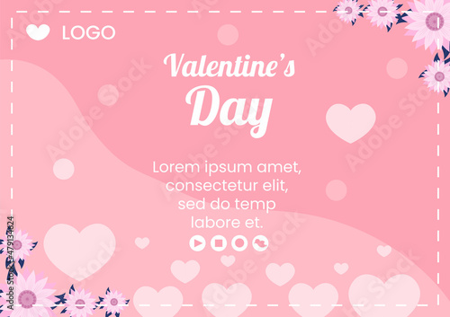 Happy Valentine's Day Brochure Template Flat Design Illustration Editable of Square Background for Social media, Love Greeting Card or Banner