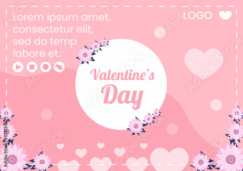 Happy Valentine's Day Brochure Template Flat Design Illustration Editable of Square Background for Social media, Love Greeting Card or Banner