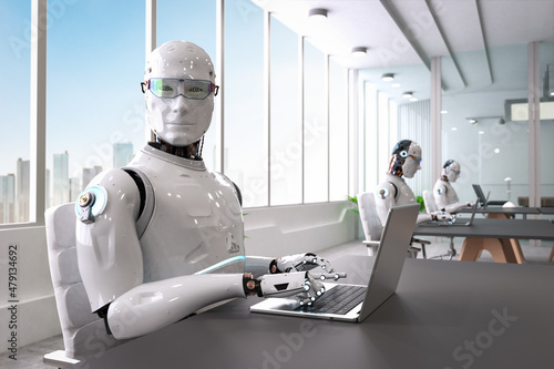 Ai robot work in smart office photo