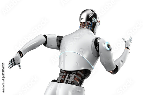Fast speed technology concept with 3d rendering robot running