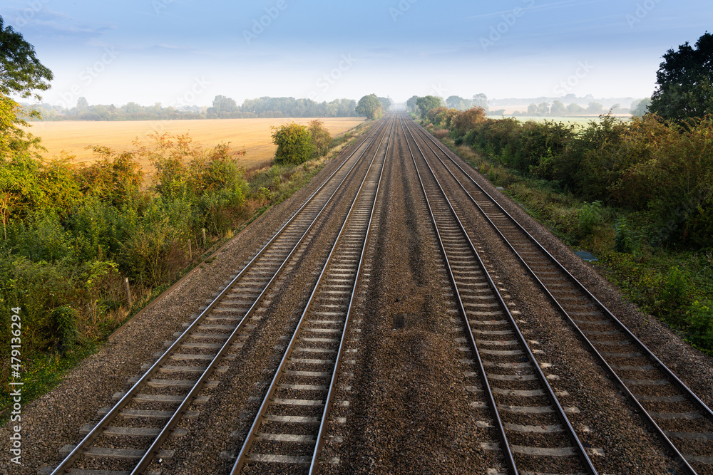 Railway lines disappearing in to distance Railway lines disappearing in to distance