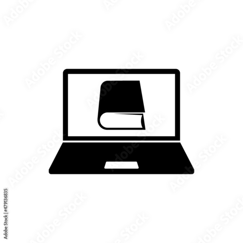 Reading books on the Internet icon isolated on white background
