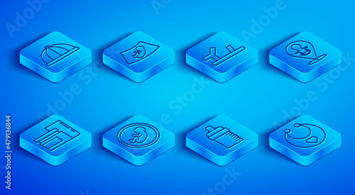 Set line Baby hat, Ultrasound of baby, shoes, bottle, dummy pacifier, food and bib icon. Vector