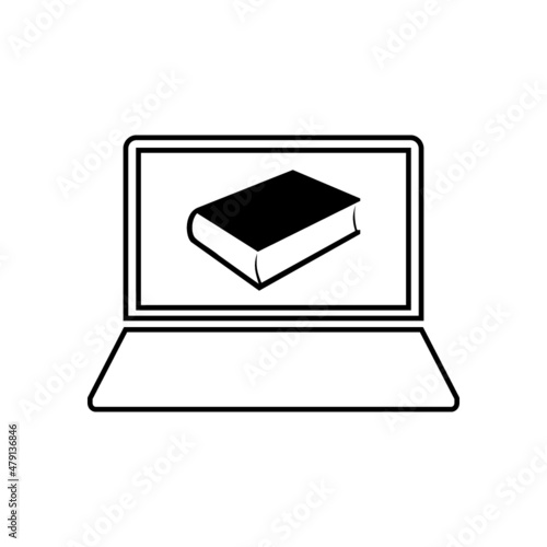 Reading books on the Internet icon isolated on white background