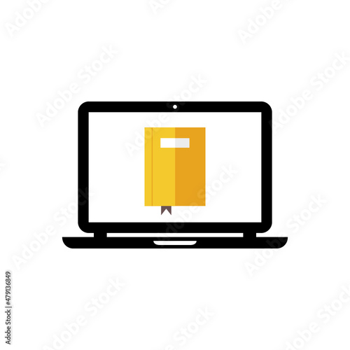 Reading books on the Internet icon isolated on white background