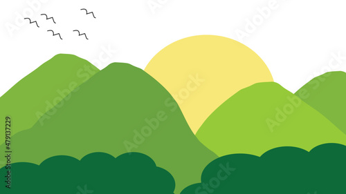 green mountain natural scenery  Background design template.