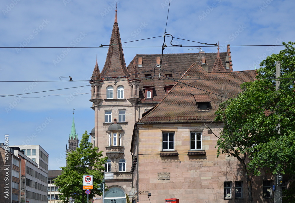 Obraz premium Historisches Bauwerk in der Altstadt non Nürnberg, Franken, Bayern