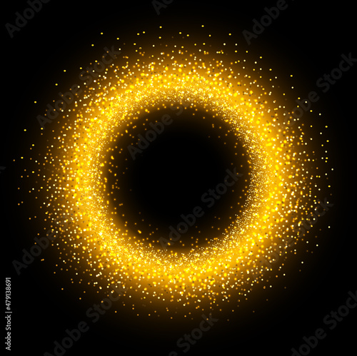 Golden sparkling ring with ...