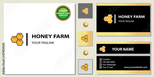 Luxury gold honey farm logo premium free elegant bussines card template vector eps 10