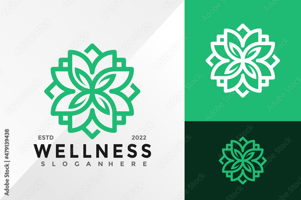 Mandala Flower Leaf Logo Design Vector illustration template