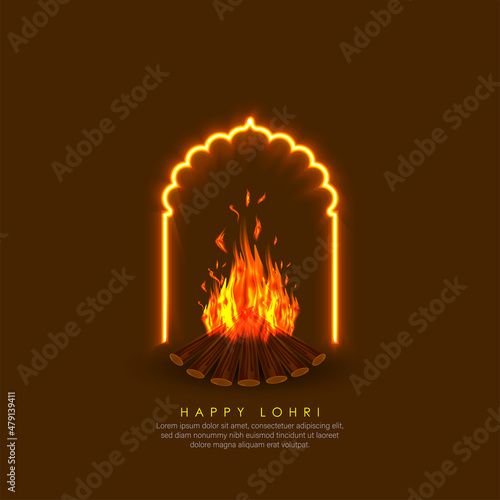 Vector illustration of Happy Lohri holiday background for Punjabi festival.