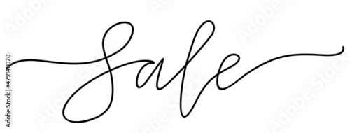Sale handwritten inscription. Hand drawn lettering vector illustration. One line drawing of phrase. Modern design with calligraphic inscription.