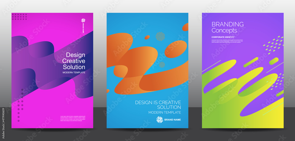 Template vector design for Brochure, AnnualReport, Corporate Presentation, Portfolio, Flyer, layout modern, posters set with grapient shape patterns. Eps10