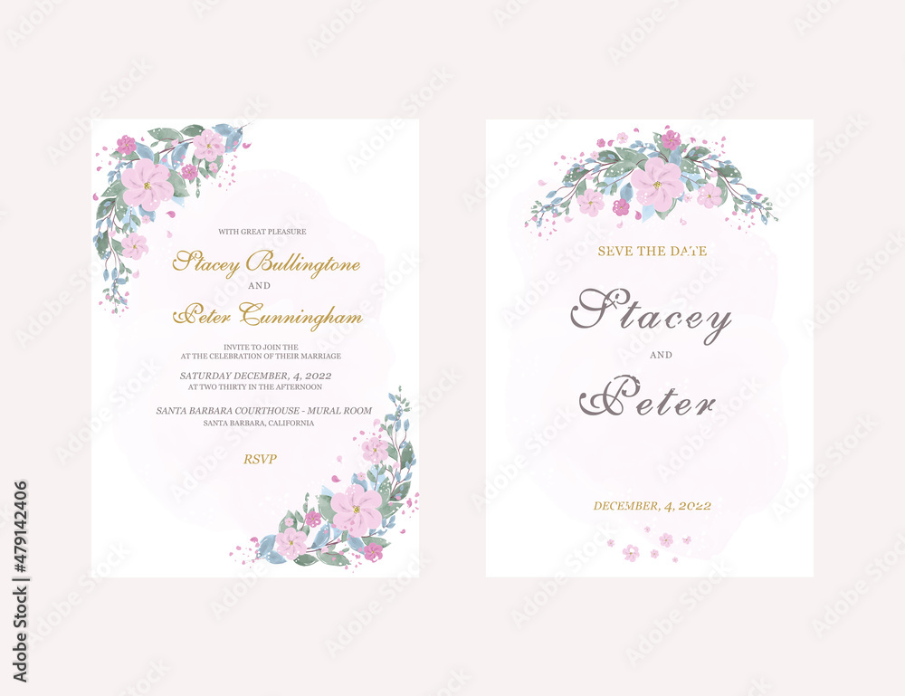 Postcard invitation, flowers, wedding, birthday Postcard invitation, flowers, wedding, birthday