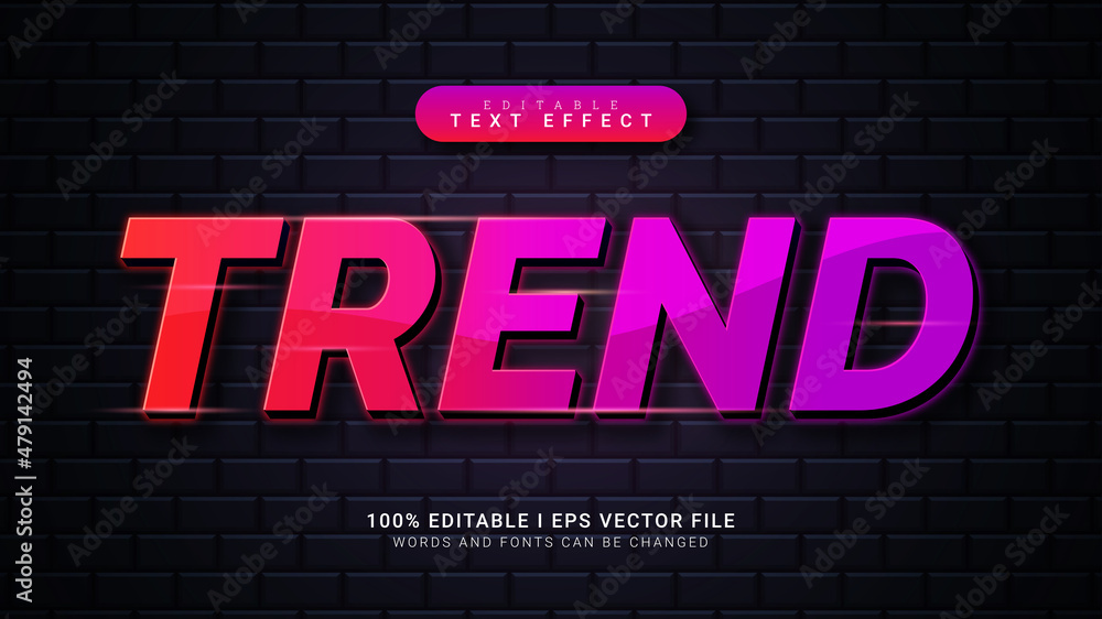 trend 3d text style effect template