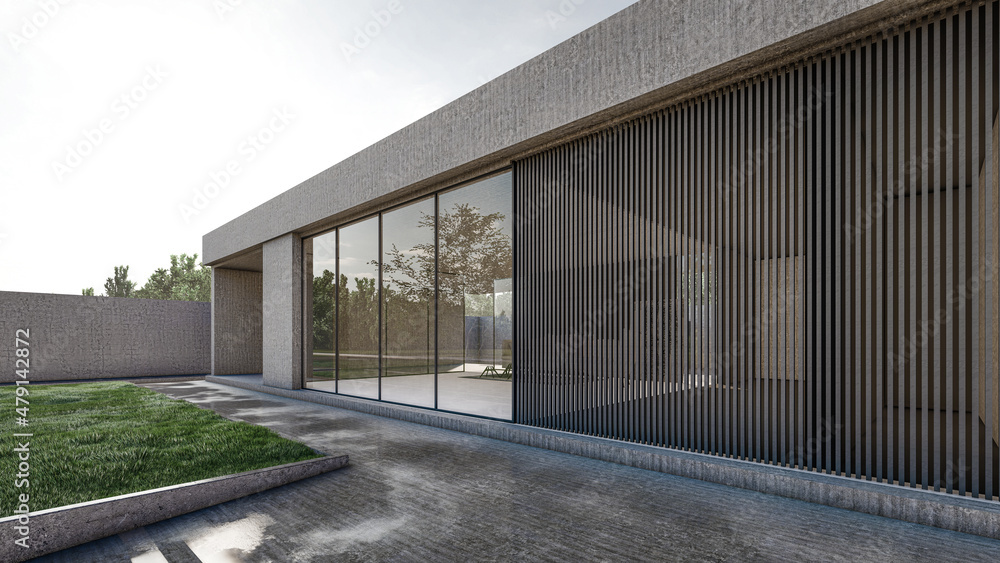 3D rendering illustration of modern house 3D rendering illustration of modern house