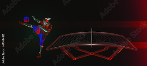  A athlete figure line art. Sport banner wallpaper. A ball sport that is played on a curved table.