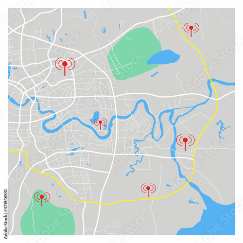 Application navigation. There is a destination to arrive at the destination. gps map

