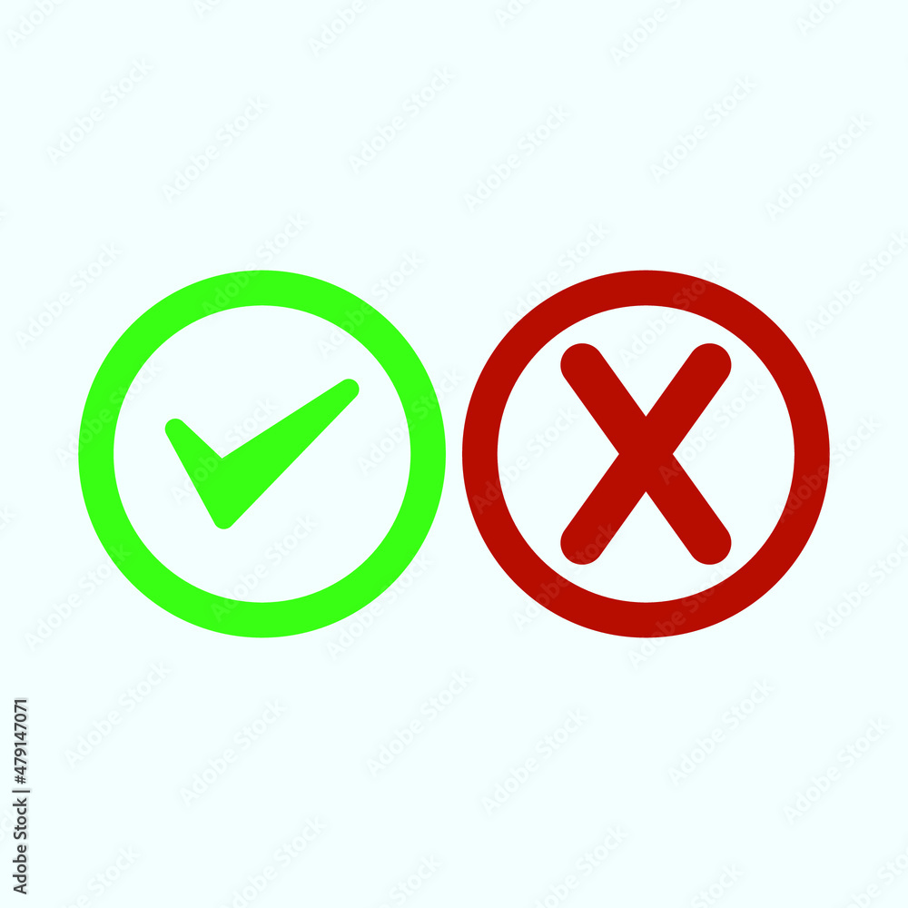 Check mark green and red line icons. Vector illustration. eps - Vector Check mark green and red line icons. Vector illustration. eps - Vector