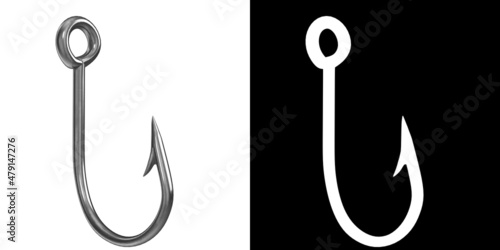 3D rendering illustration of a fish hook photo