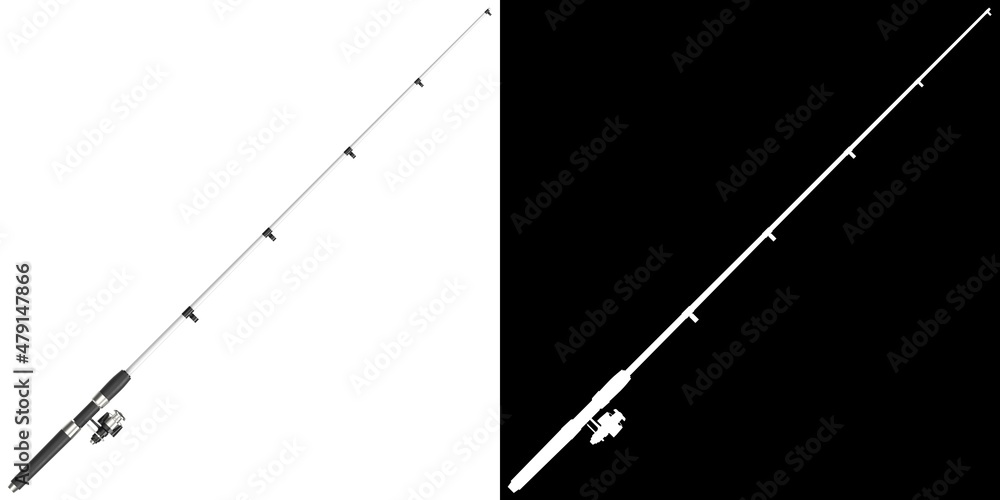 3D rendering illustration of a fishing rod 3D rendering illustration of a fishing rod