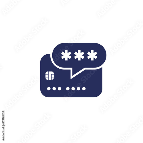 card PIN code icon on white