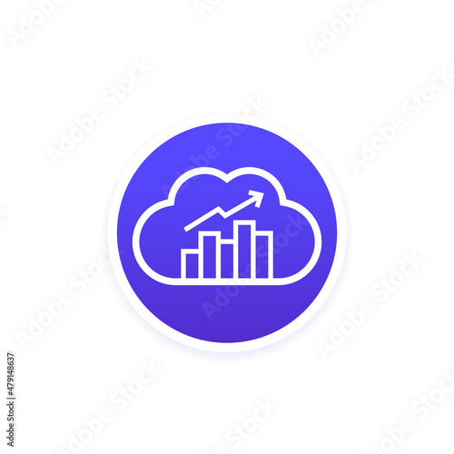 cloud analytics icon with a graph, vector