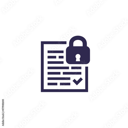 document protection and data security icon, vector