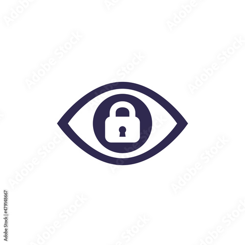 eye and lock, privacy control icon