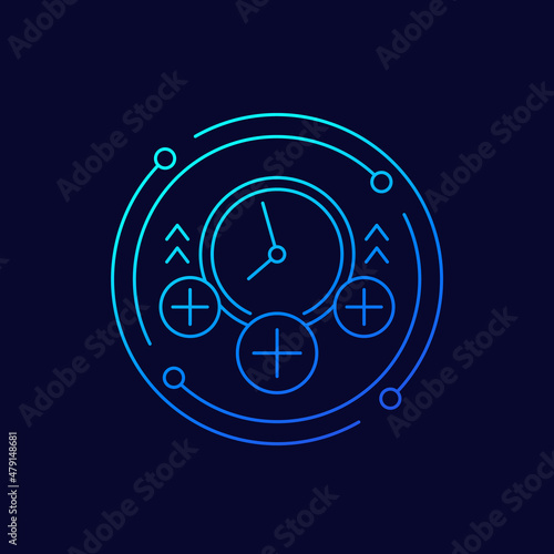 overtime line icon, working over time