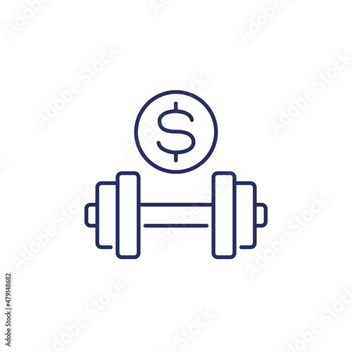 paid workout, training line icon