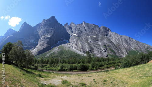 The Troll Wall or Trollveggen - part of the mountain massif Trolltindene (Troll Peaks) in Reinheimen NP, Norway