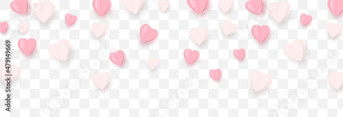 Vector paper hearts png. Valentine's Day, pink and white hearts png. Hearts are falling from the sky. Love, holiday, paper elements.