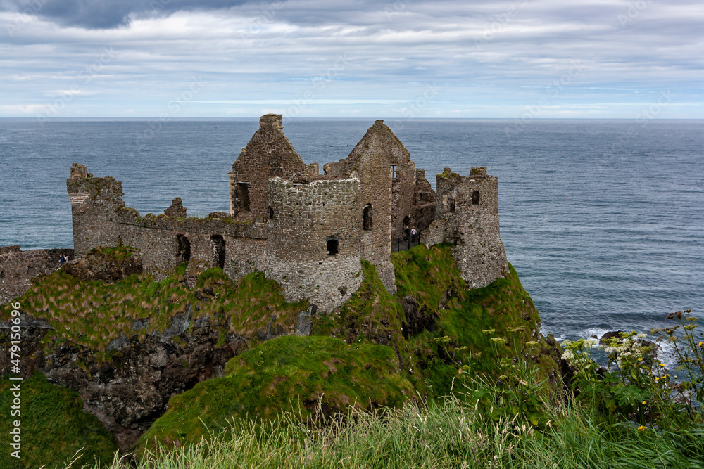 An ancient castle overlooking the Atlantic Ocean of Northern Europe