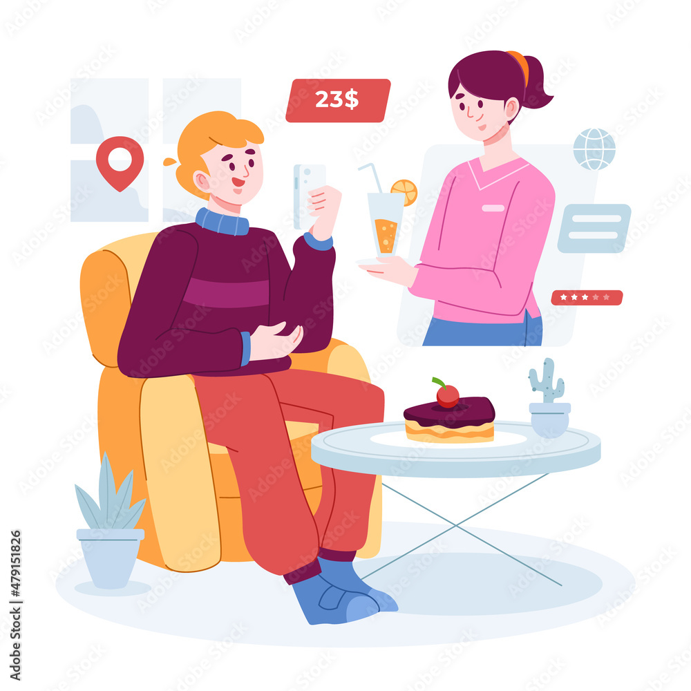 Online Shop concept vector Illustration idea for landing page template, a man shop at an online store sittin on a couch, order food shop, Hand drawn Flat Styles Online Shop concept vector Illustration idea for landing page template, a man shop at an online store sittin on a couch, order food shop, Hand drawn Flat Styles