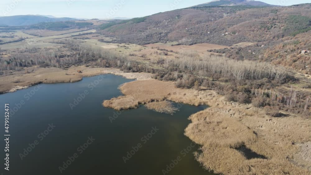 Aerial Spring view of Choklyovo swamp at Konyavska Mountain, Kyustendil region, Bulgaria Aerial Spring view of Choklyovo swamp at Konyavska Mountain, Kyustendil region, Bulgaria